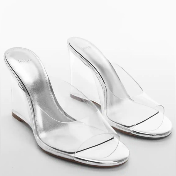 MANGO TRANSPARENT VINYL WEDGE SANDALS - Picture 2 of 8